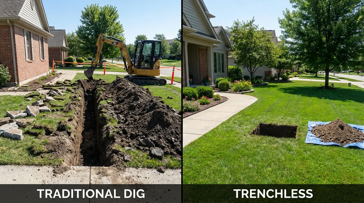 Trenchless sewer repair with minimal yard damage versus traditional excavation in Sequim, WA